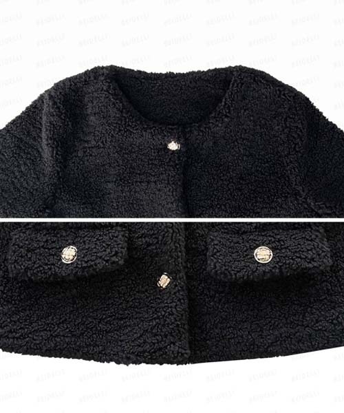 BEIDELLI（ベイデリー）の「[BELLIDE MADE] フェミニンノーカラーボアジャケット（ノーカラージャケット・レディース・ブラック/アイボリー・FREE）」の18枚目の写真
