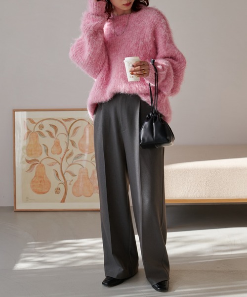 DISCOAT（ディスコート）の「【WEB限定】畦シャギービッグニット《ユニセックス》（ニット/セーター・レディース・ベージュ/パープル/ライム/ブルー/ローズ/ダークグリーン/ブラック・FREE）」の12枚目の写真