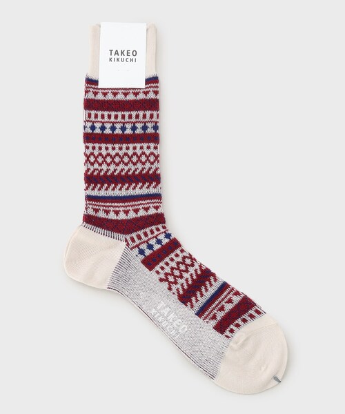 TAKEO KIKUCHI(タケオキクチ)の「◆フェアアイルソックス(ソックス/靴下・メンズ・ネイビー/オフホワイト/チャコールグレー・00)」の4枚目の写真