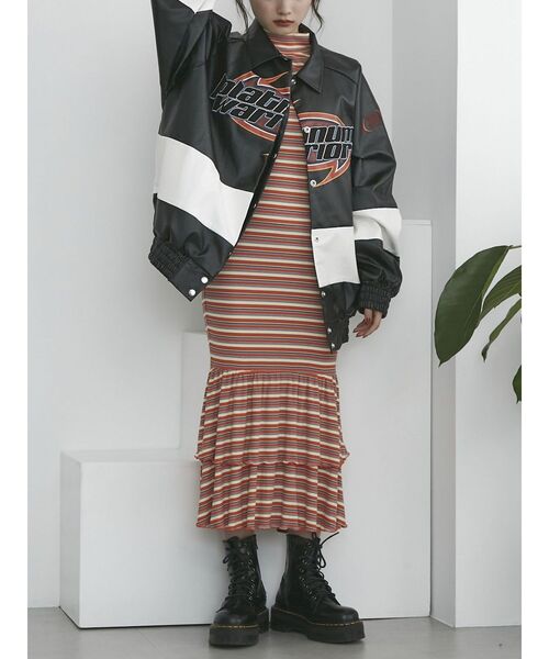 jouetie(ジュエティ)の「テレコマーメイドワンピース(ワンピース・レディース・オレンジ/ブラック/ブルー・MEDIUM)」の12枚目の写真