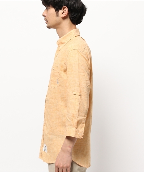 OUTLET(アウトレット)の「【CIAOPANIC TYPY】麻ポリボタンダウンシャツ(シャツ/ブラウス・メンズ・イエロー・MEDIUM/LARGE/SMALL)」の3枚目の写真