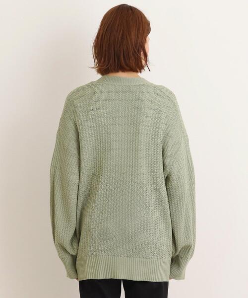 SHOO・LA・RUE(シューラルー)の「◆【シンプルだから使いやすい】リネンタッチ変わり編み地柄カーディガン(カーディガン/ボレロ・レディース・ベージュ/ライトグリーン/ピンク系/アイボリー/チャコールグレー/ブルー・00)」の8枚目の写真