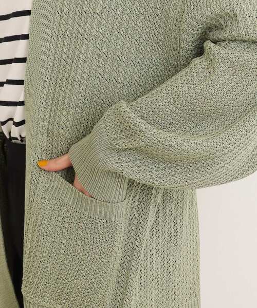 SHOO・LA・RUE(シューラルー)の「◆【シンプルだから使いやすい】リネンタッチ変わり編み地柄カーディガン(カーディガン/ボレロ・レディース・ベージュ/ライトグリーン/ピンク系/アイボリー/チャコールグレー/ブルー・00)」の10枚目の写真
