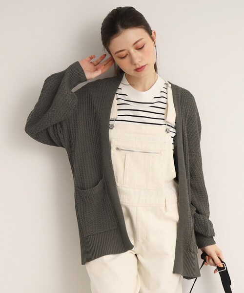 SHOO・LA・RUE(シューラルー)の「◆【シンプルだから使いやすい】リネンタッチ変わり編み地柄カーディガン(カーディガン/ボレロ・レディース・ベージュ/ライトグリーン/ピンク系/アイボリー/チャコールグレー/ブルー・00)」の19枚目の写真