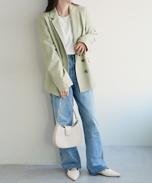 DISCOAT(ディスコート)の「Wブレストテーラードジャケット(テーラードジャケット・レディース・ミント/ネイビー・MEDIUM/LARGE)」の6枚目の写真