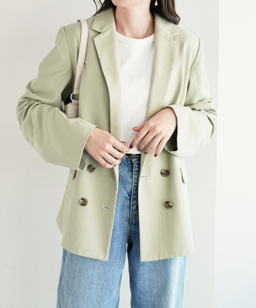 DISCOAT(ディスコート)の「Wブレストテーラードジャケット(テーラードジャケット・レディース・ミント/ネイビー・MEDIUM/LARGE)」の8枚目の写真
