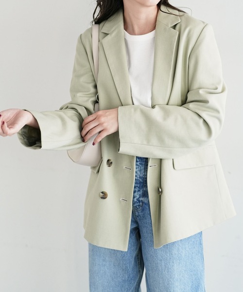 DISCOAT(ディスコート)の「Wブレストテーラードジャケット(テーラードジャケット・レディース・ミント/ネイビー・MEDIUM/LARGE)」の9枚目の写真