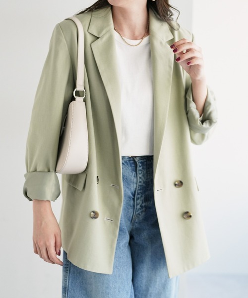 DISCOAT(ディスコート)の「Wブレストテーラードジャケット(テーラードジャケット・レディース・ミント/ネイビー・MEDIUM/LARGE)」の12枚目の写真