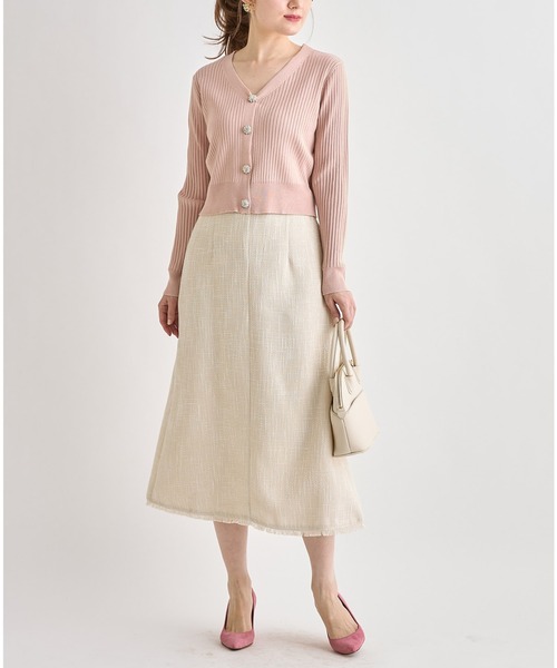 tocco closet（トッコ　クローゼット）の「裾フリンジツイードナローフレアスカート（スカート・レディース・ブラック/サックスブルー/アイボリー・M）」の10枚目の写真