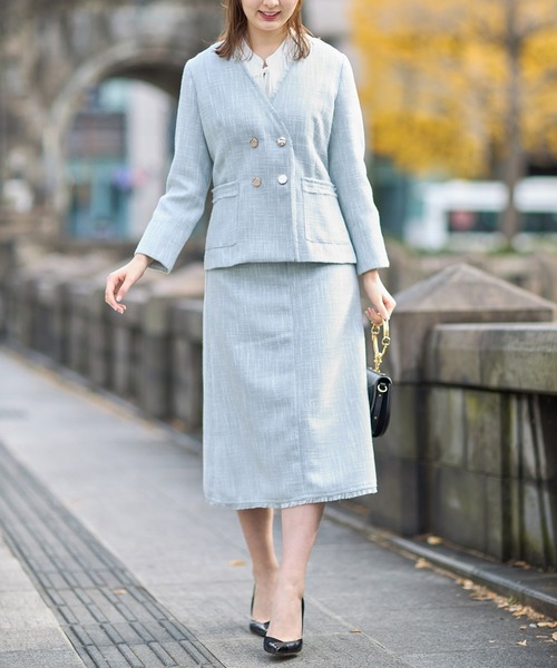 tocco closet（トッコ　クローゼット）の「裾フリンジツイードナローフレアスカート（スカート・レディース・ブラック/サックスブルー/アイボリー・M）」の17枚目の写真