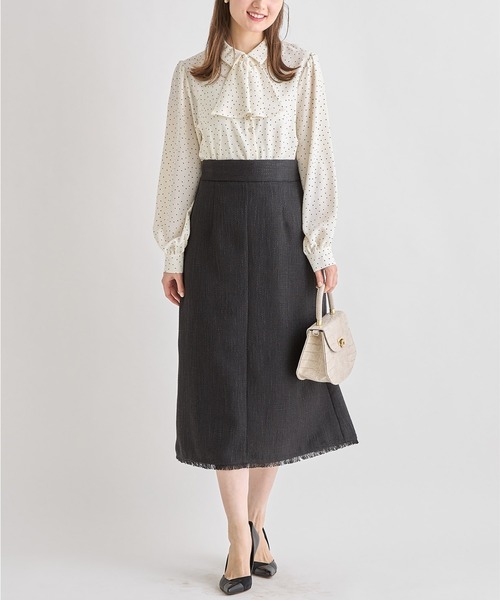 tocco closet（トッコ　クローゼット）の「裾フリンジツイードナローフレアスカート（スカート・レディース・ブラック/サックスブルー/アイボリー・M）」の22枚目の写真