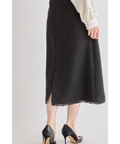 tocco closet（トッコ　クローゼット）の「裾フリンジツイードナローフレアスカート（スカート・レディース・ブラック/サックスブルー/アイボリー・M）」の11枚目の写真