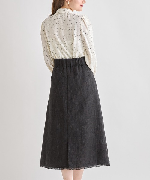 tocco closet（トッコ　クローゼット）の「裾フリンジツイードナローフレアスカート（スカート・レディース・ブラック/サックスブルー/アイボリー・M）」の19枚目の写真