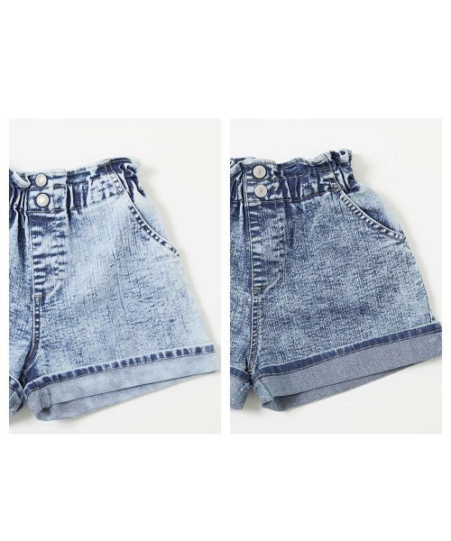 familiar デニム風ショートパンツ　キュロット　フリル　90㎝ セール】 デニムフリルキュロット （ショート・ハーフ・半端丈