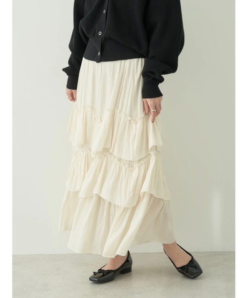 earth music&ecology(アースミュージックアンドエコロジー)の「ランダムティアードボリュームスカート(スカート・レディース・ブラック/ブルー/クリーム・FREE)」の10枚目の写真