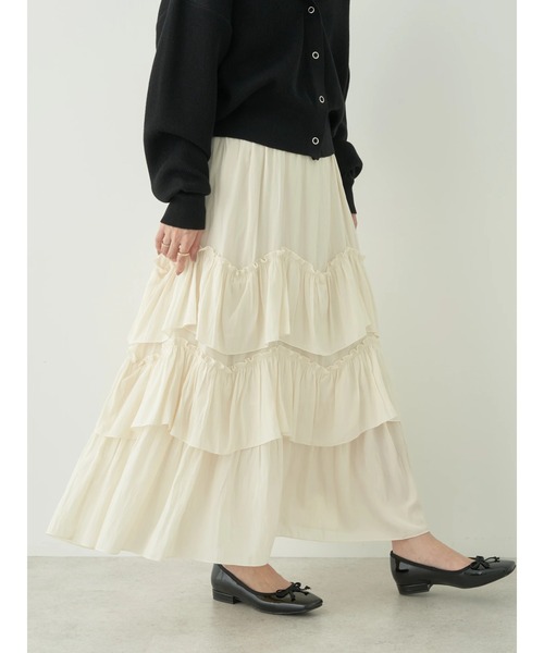 earth music&ecology(アースミュージックアンドエコロジー)の「ランダムティアードボリュームスカート(スカート・レディース・ブラック/ブルー/クリーム・FREE)」の11枚目の写真