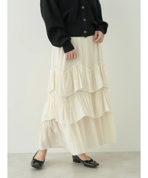 earth music&ecology(アースミュージックアンドエコロジー)の「ランダムティアードボリュームスカート(スカート・レディース・ブラック/ブルー/クリーム・FREE)」の12枚目の写真