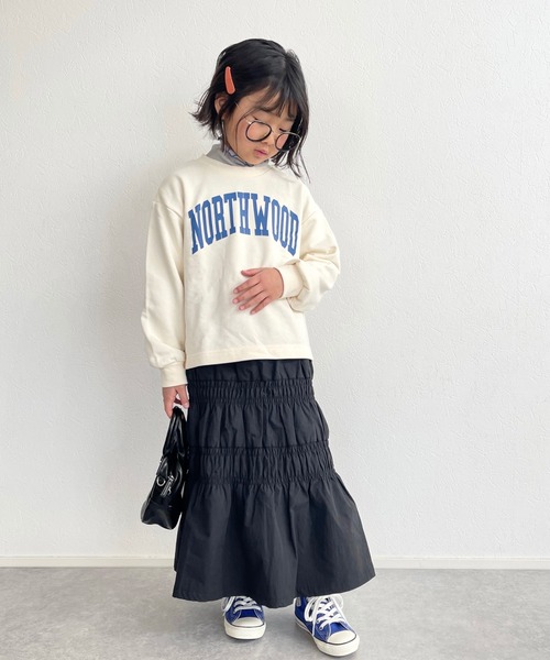 CIAOPANIC TYPY（チャオパニックティピー）の「【KIDS】シャーリングロングスカート（スカート・キッズ・ブラック/ホワイト・XXL/S/M/L/XL）」の20枚目の写真