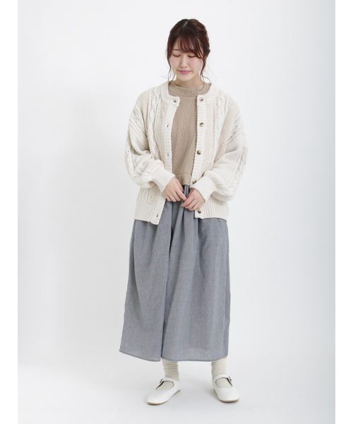 Samansa Mos2（サマンサ モスモス）の「レース貼りニット（カーディガン/ボレロ・レディース・オフホワイト/ベージュ/チャコール・ﾌﾘ-）」の6枚目の写真