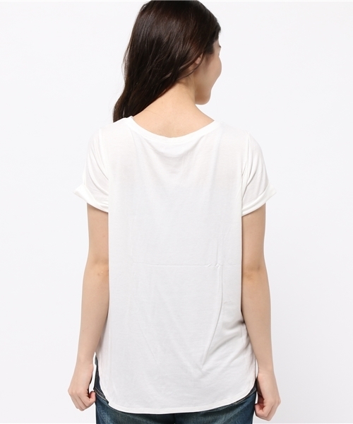 mystic（ミスティック）の「袖ロールアップティー（Tシャツ/カットソー・レディース・グレー/ブラック/オフホワイト・ﾌﾘ-）」の6枚目の写真