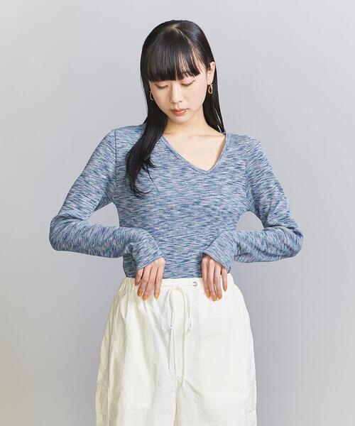 BEAUTY&YOUTH UNITED ARROWS(ビューティーアンドユースユナイテッドアローズ)の「コットンテレコ カスリ リブカットソー(Tシャツ/カットソー・レディース・ピンク/ターコイズブルー・FREE)」の2枚目の写真