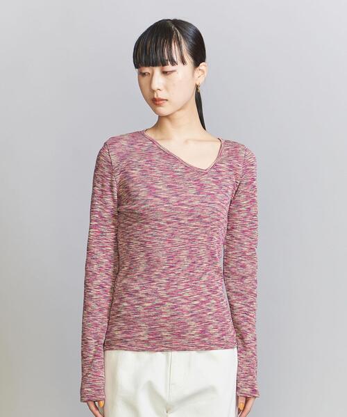 BEAUTY&YOUTH UNITED ARROWS(ビューティーアンドユースユナイテッドアローズ)の「コットンテレコ カスリ リブカットソー(Tシャツ/カットソー・レディース・ピンク/ターコイズブルー・FREE)」の3枚目の写真