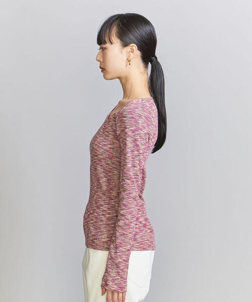 BEAUTY&YOUTH UNITED ARROWS(ビューティーアンドユースユナイテッドアローズ)の「コットンテレコ カスリ リブカットソー(Tシャツ/カットソー・レディース・ピンク/ターコイズブルー・FREE)」の4枚目の写真