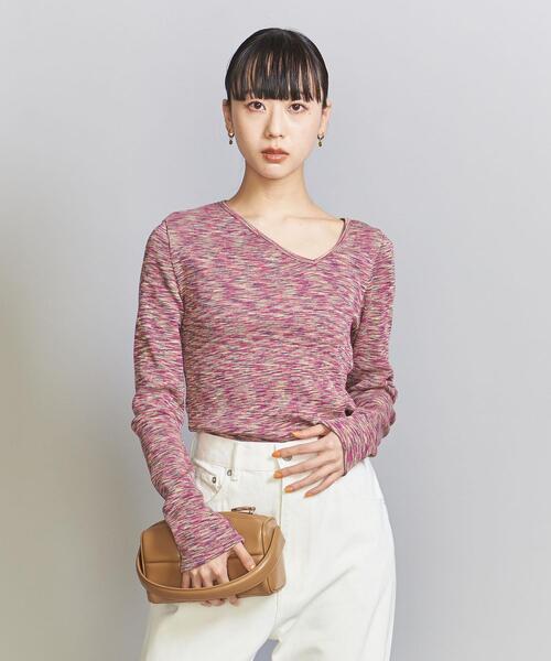 BEAUTY&YOUTH UNITED ARROWS(ビューティーアンドユースユナイテッドアローズ)の「コットンテレコ カスリ リブカットソー(Tシャツ/カットソー・レディース・ピンク/ターコイズブルー・FREE)」の6枚目の写真