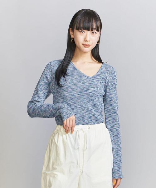 BEAUTY&YOUTH UNITED ARROWS(ビューティーアンドユースユナイテッドアローズ)の「コットンテレコ カスリ リブカットソー(Tシャツ/カットソー・レディース・ピンク/ターコイズブルー・FREE)」の9枚目の写真