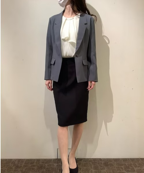 TOKYO SHIRTS（トウキョウシャツ）の「シングル テーラード長袖ジャケット（テーラードジャケット・レディース・ネイビー/グレー・M/L）」の6枚目の写真