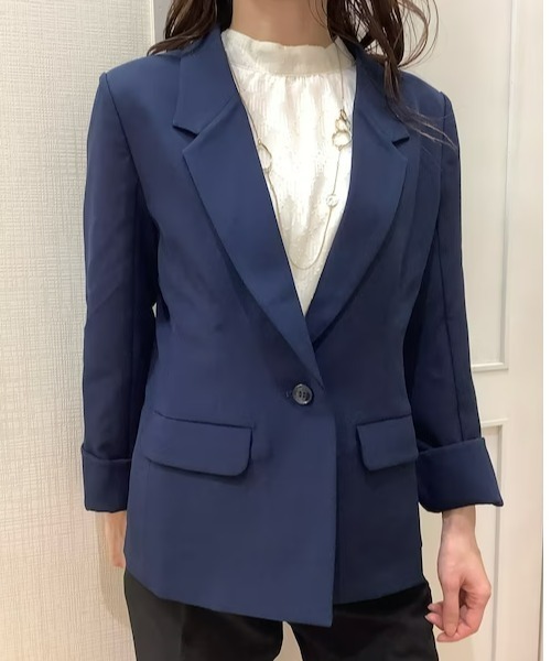 TOKYO SHIRTS（トウキョウシャツ）の「シングル テーラード長袖ジャケット（テーラードジャケット・レディース・ネイビー/グレー・M/L）」の7枚目の写真