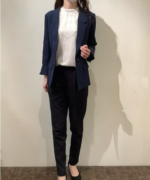 TOKYO SHIRTS（トウキョウシャツ）の「シングル テーラード長袖ジャケット（テーラードジャケット・レディース・ネイビー/グレー・M/L）」の13枚目の写真