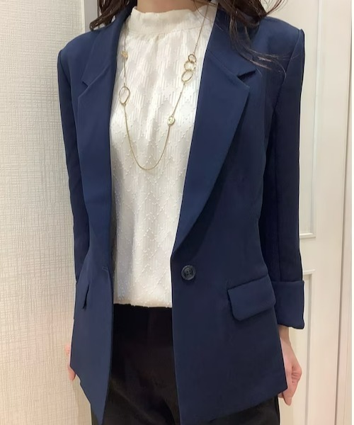 TOKYO SHIRTS（トウキョウシャツ）の「シングル テーラード長袖ジャケット（テーラードジャケット・レディース・ネイビー/グレー・M/L）」の8枚目の写真