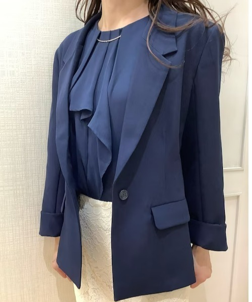 TOKYO SHIRTS（トウキョウシャツ）の「シングル テーラード長袖ジャケット（テーラードジャケット・レディース・ネイビー/グレー・M/L）」の10枚目の写真