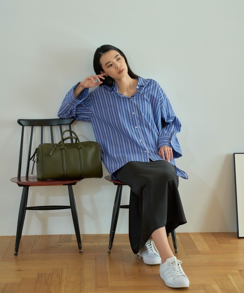eL(エル)の「【eL】Big Cuffs Shirt/191205(シャツ/ブラウス・レディース・キナリ/ブルー/ブルー系その他/オフホワイト・FREE)」の14枚目の写真