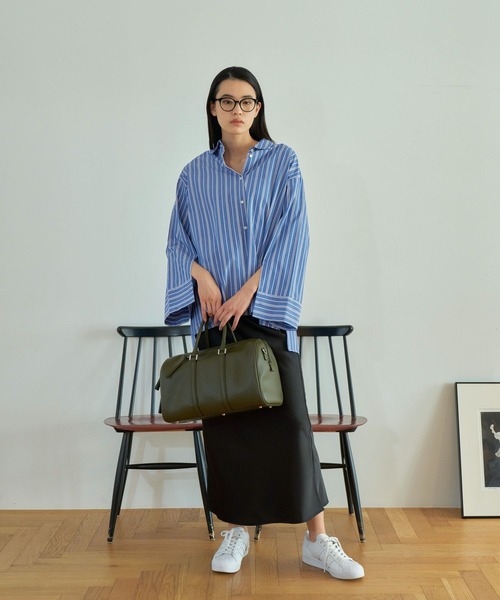 eL(エル)の「【eL】Big Cuffs Shirt/191205(シャツ/ブラウス・レディース・キナリ/ブルー/ブルー系その他/オフホワイト・FREE)」の5枚目の写真