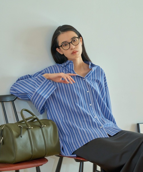eL(エル)の「【eL】Big Cuffs Shirt/191205(シャツ/ブラウス・レディース・キナリ/ブルー/ブルー系その他/オフホワイト・FREE)」の18枚目の写真