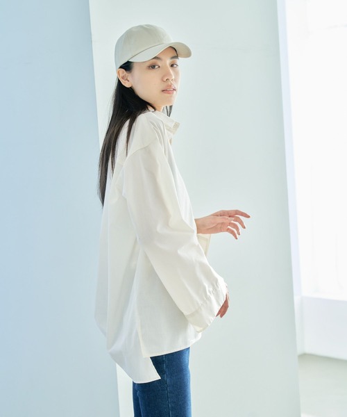 eL(エル)の「【eL】Big Cuffs Shirt/191205(シャツ/ブラウス・レディース・キナリ/ブルー/ブルー系その他/オフホワイト・FREE)」の6枚目の写真