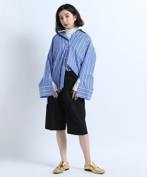 eL(エル)の「【eL】Big Cuffs Shirt/191205(シャツ/ブラウス・レディース・キナリ/ブルー/ブルー系その他/オフホワイト・FREE)」の19枚目の写真