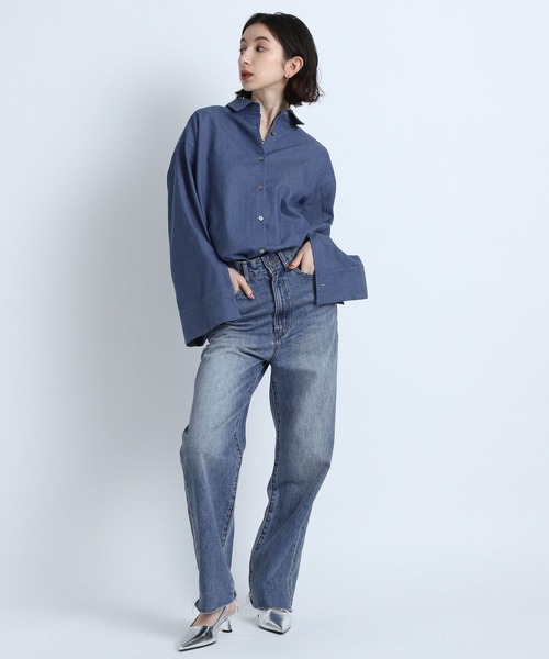 eL(エル)の「【eL】Big Cuffs Shirt/191205(シャツ/ブラウス・レディース・キナリ/ブルー/ブルー系その他/オフホワイト・FREE)」の20枚目の写真