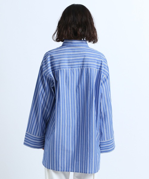 eL(エル)の「【eL】Big Cuffs Shirt/191205(シャツ/ブラウス・レディース・キナリ/ブルー/ブルー系その他/オフホワイト・FREE)」の17枚目の写真