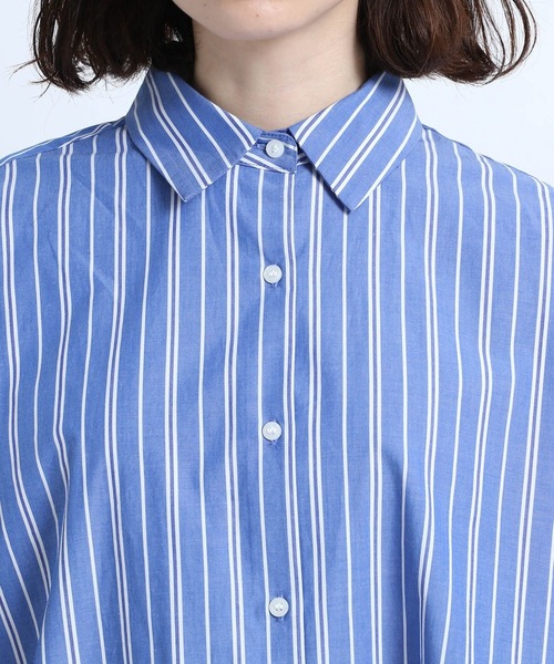 eL(エル)の「【eL】Big Cuffs Shirt/191205(シャツ/ブラウス・レディース・キナリ/ブルー/ブルー系その他/オフホワイト・FREE)」の8枚目の写真