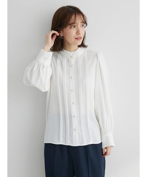 ELENCARE DUE(エレンカーレデュエ)の「・ELENCARE DUEピンタックカラーフリルブラウス(シャツ/ブラウス・レディース・ブラック/オフホワイト/ベージュ・FREE)」の9枚目の写真