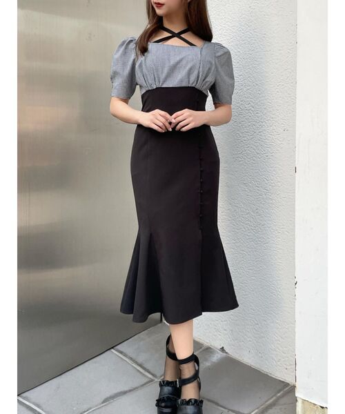 EATME(イートミー)の「スクエアネックドッキングワンピース(ワンピース・レディース・その他1/ピンク/オフホワイト・SMALL/MEDIUM)」の3枚目の写真