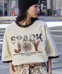 MONO-MART | ヴィンテージライクロゴデザイン ビッグシルエットリンガー半袖Tシャツ(Tシャツ/カットソー)