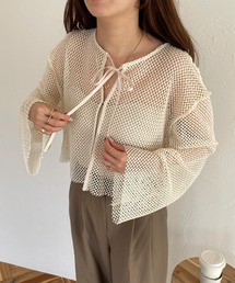 JUNOAH | 前後2wayメッシュリボンカーディカン(カーディガン/ボレロ)