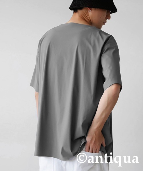antiqua(アンティカ)の「シームレスTシャツ(Tシャツ/カットソー・レディース・ネイビー/ブラック/グレイッシュベージュ・FREE)」の8枚目の写真