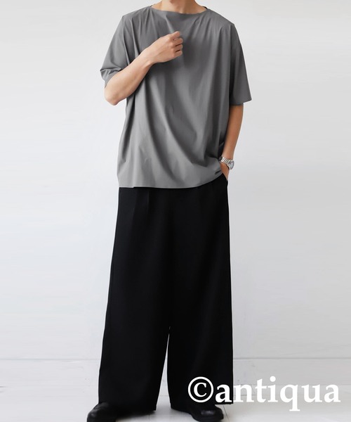 antiqua(アンティカ)の「シームレスTシャツ(Tシャツ/カットソー・レディース・ネイビー/ブラック/グレイッシュベージュ・FREE)」の10枚目の写真