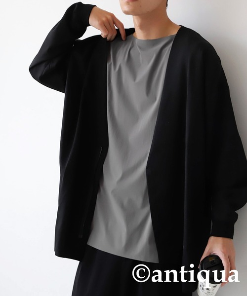 antiqua(アンティカ)の「シームレスTシャツ(Tシャツ/カットソー・レディース・ネイビー/ブラック/グレイッシュベージュ・FREE)」の12枚目の写真