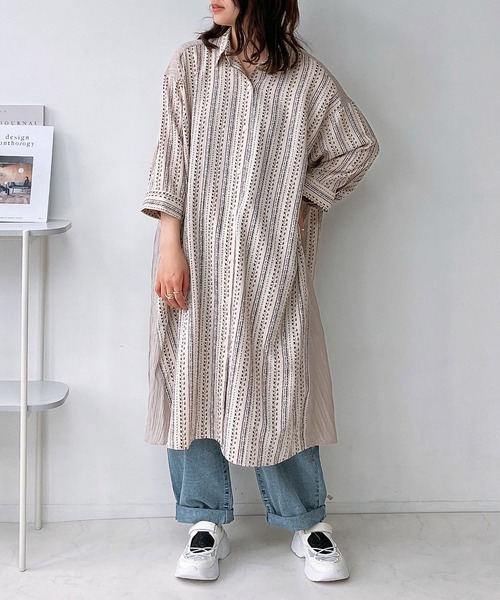 AS KNOW AS plus（アズノゥアズプラス）の「○異素材合わせて7分袖シャツワンピース（シャツワンピース・レディース・ネイビー系/ホワイト系/グリーン系/ブラック系/ブルー系/ブラック系1/ホワイト系1/イエロー系/ブラック系その他2/ブラック系2/グリーン系2/ブルー系2/ブラック系3/ブルー系3/ネイビー系3/ブラック系その他3/ベージュ系3/ブラック系4/ブラック系その他4/グリーン系5/ブルー系5/オレンジ系5/ブラック系5/ネイビー系6/ブルー系6/ブルー系その他6/ブラック系その他6/ブルー系7/ブルー系その他7/ブラック系6/ブラック系7/ブラック系その他/グレー系その他/グリーン系その他/ブルー系その他/ネイビー系7・FREE）」の17枚目の写真